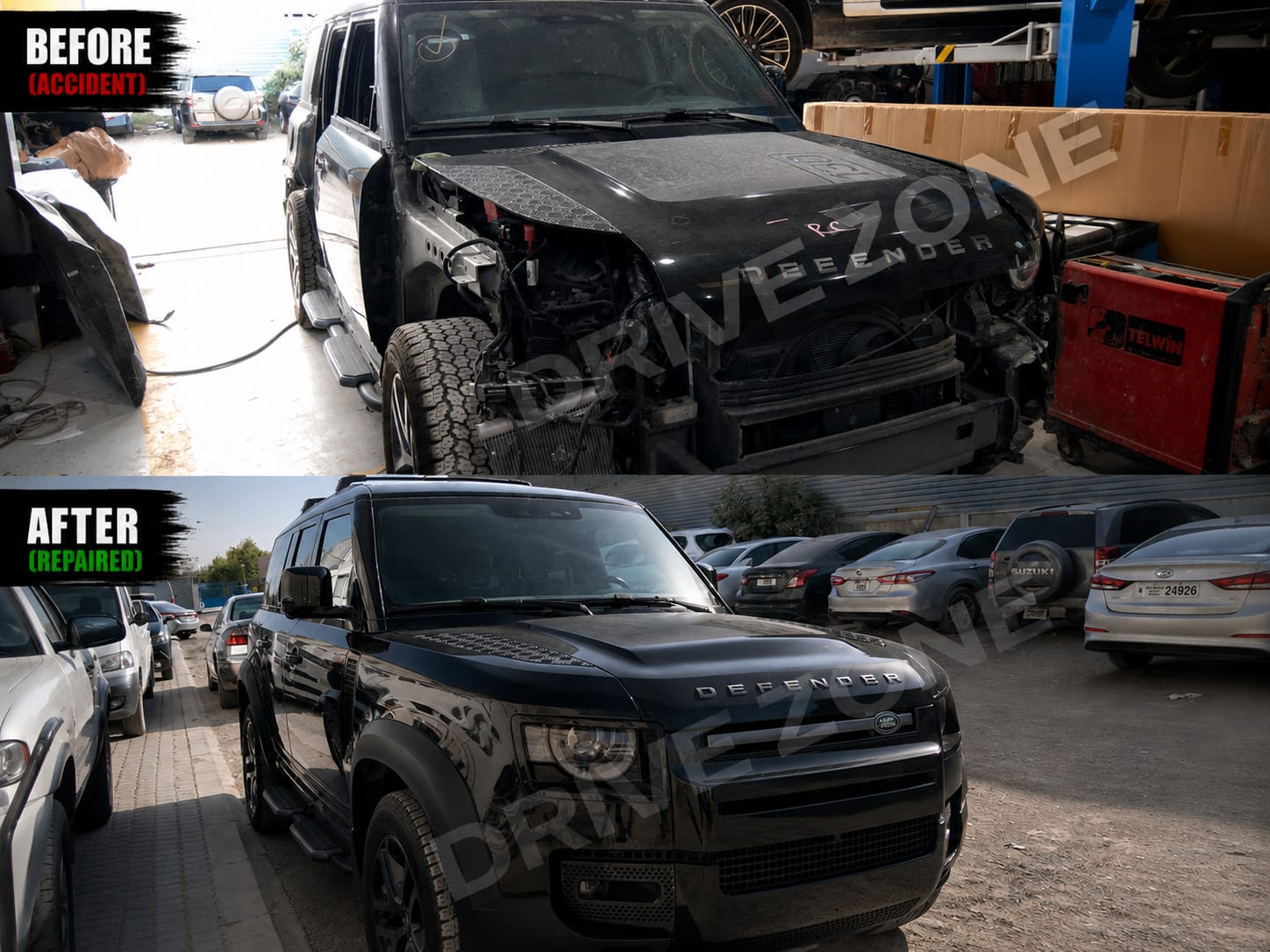 Finished car body restoration with polished clear coat at Drive Zone Auto